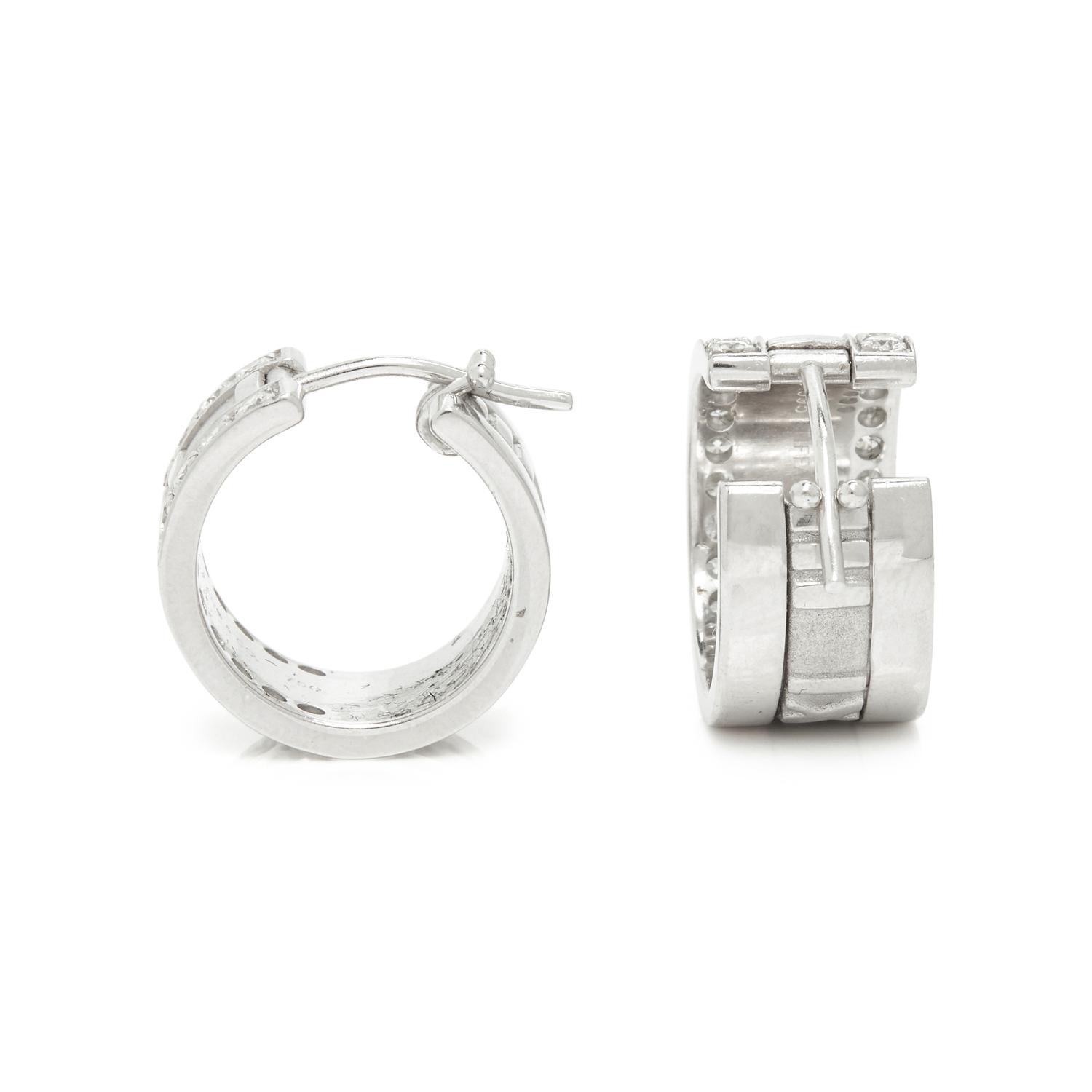 TIFFANY & CO., WHITE GOLD AND DIAMOND 'ATLAS' EARRINGS