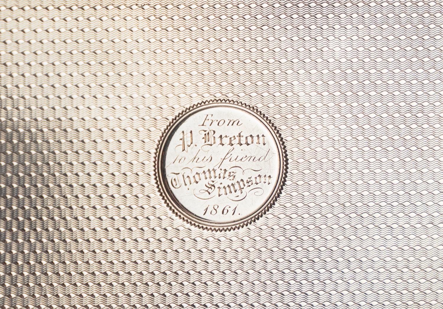 A Victorian Silver and Specimen-Marble Inset Presentation Snuff Box