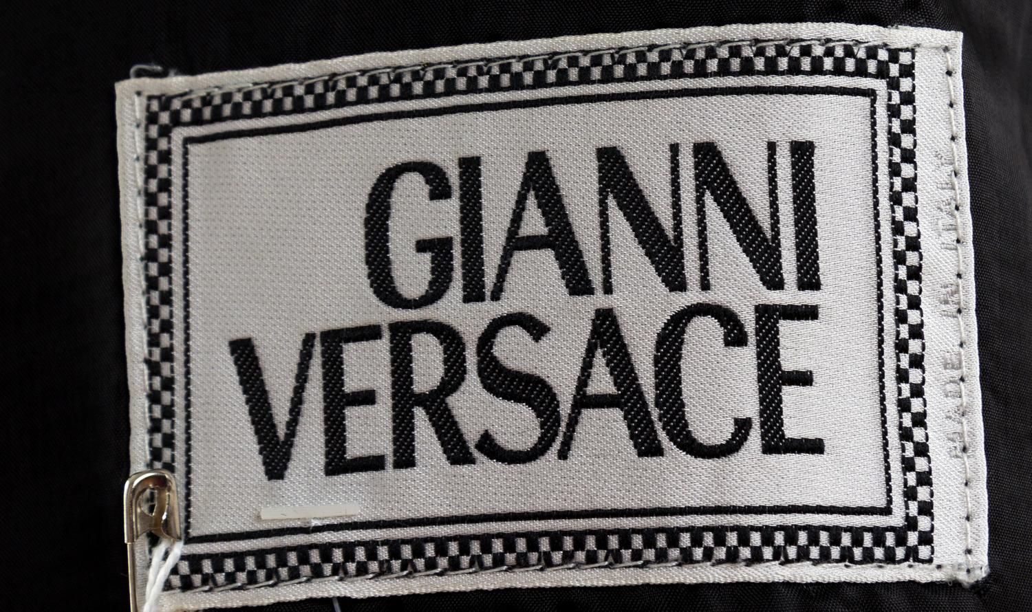 A Gianni Versace Black Leather Men's Vest, No size.