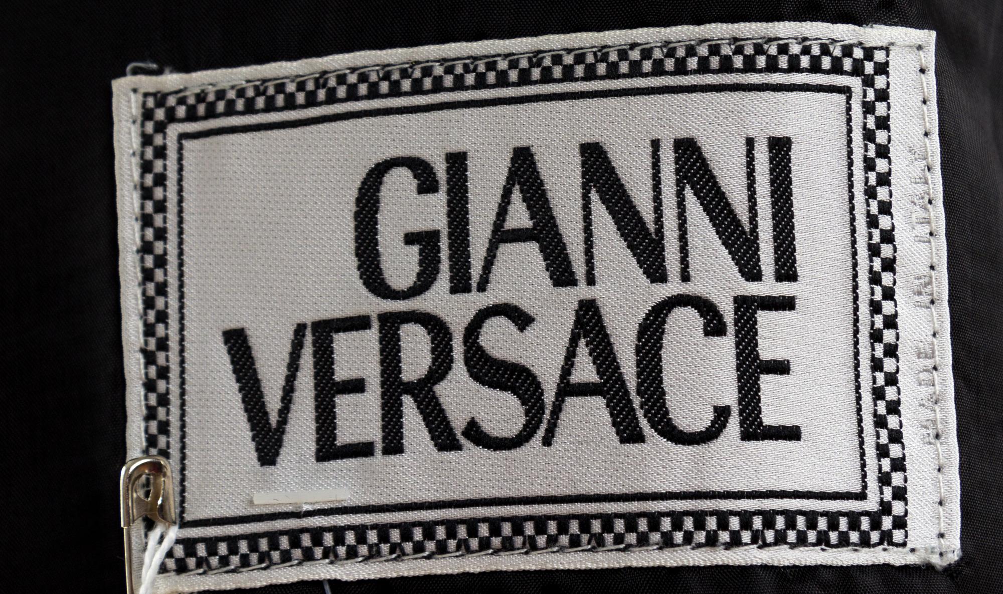 A Gianni Versace Black Leather Men's Vest, No size.