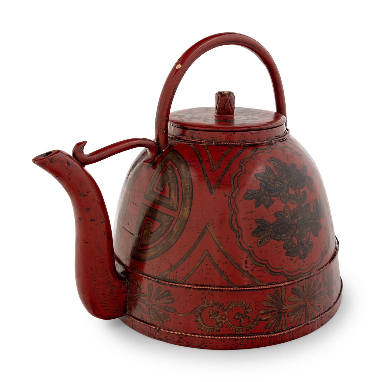 A Chinese Red Lacquered Teapot