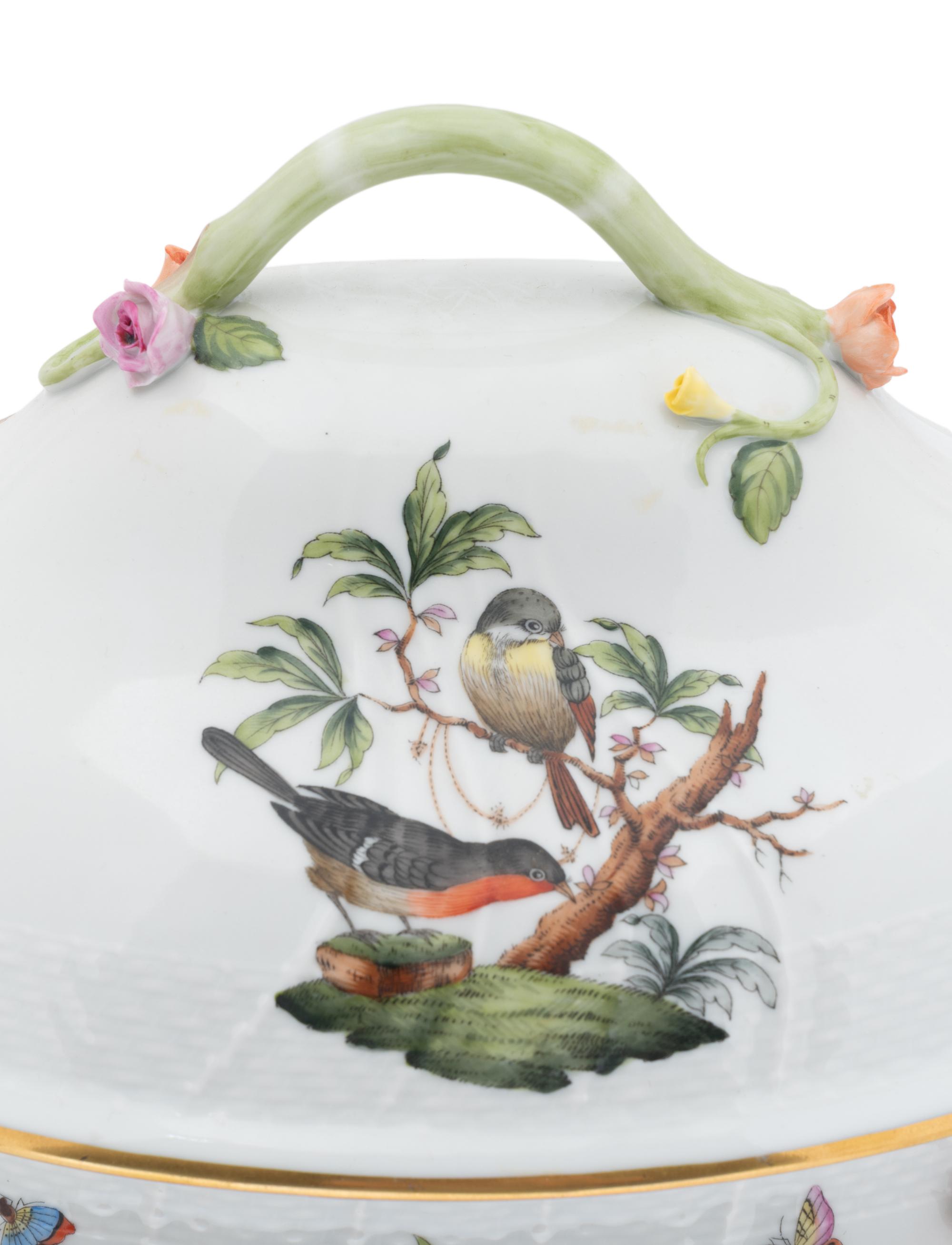 A Herend Rothschild Bird Porcelain Tureen
