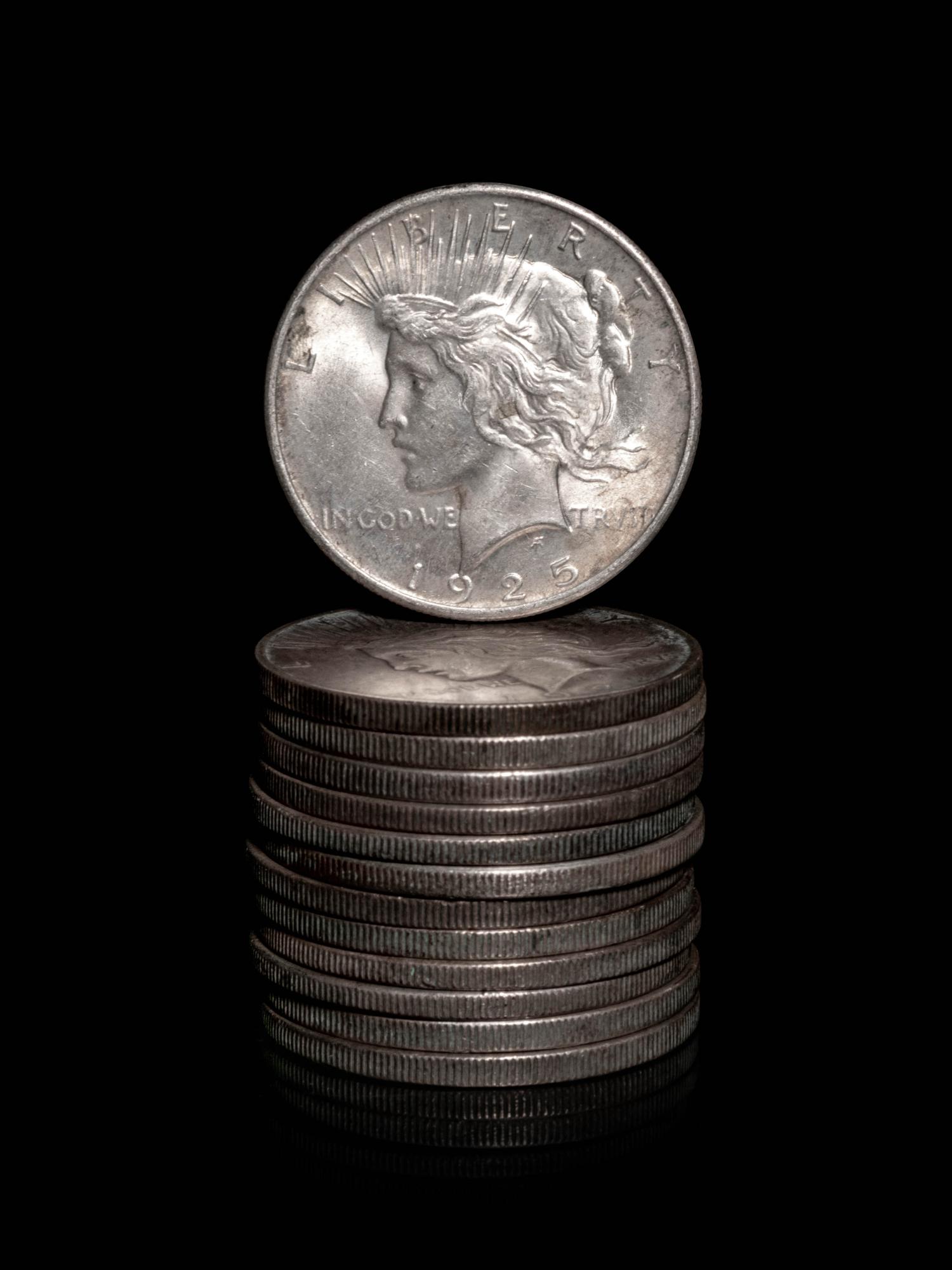 A Group of Thirteen Peace $1 Coins