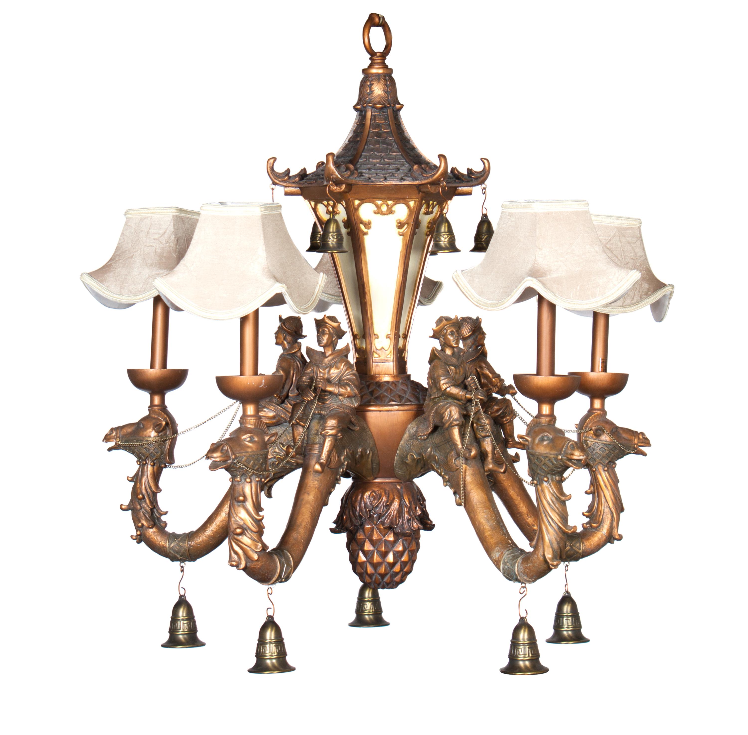 A Five Arm Composition Chandelier Height 30 inches.
