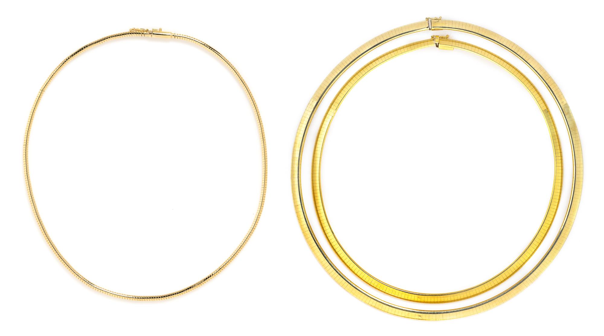 A Collection of Yellow Gold Omega Chains, 64.40 dwts.