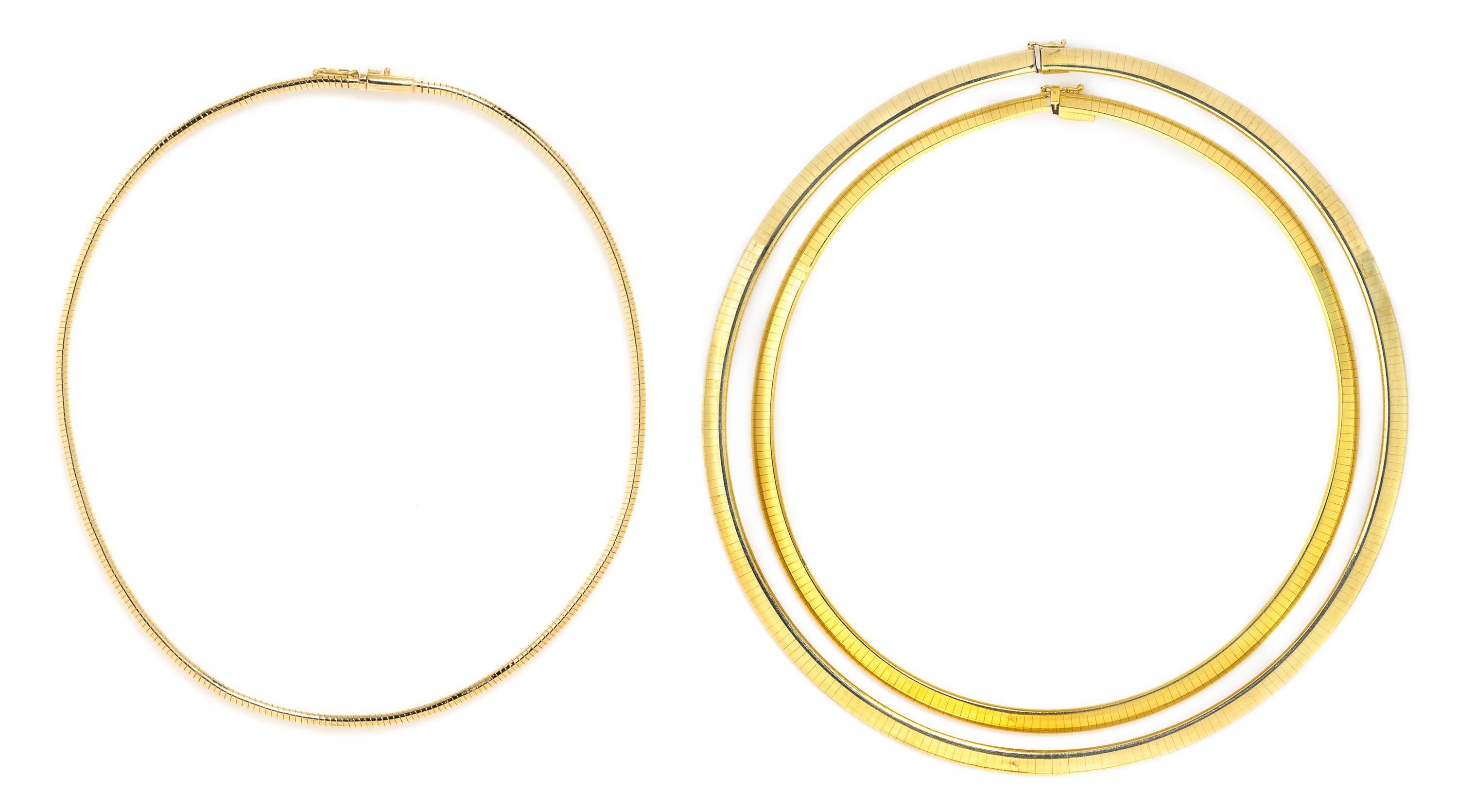 A Collection of Yellow Gold Omega Chains, 64.40 dwts.