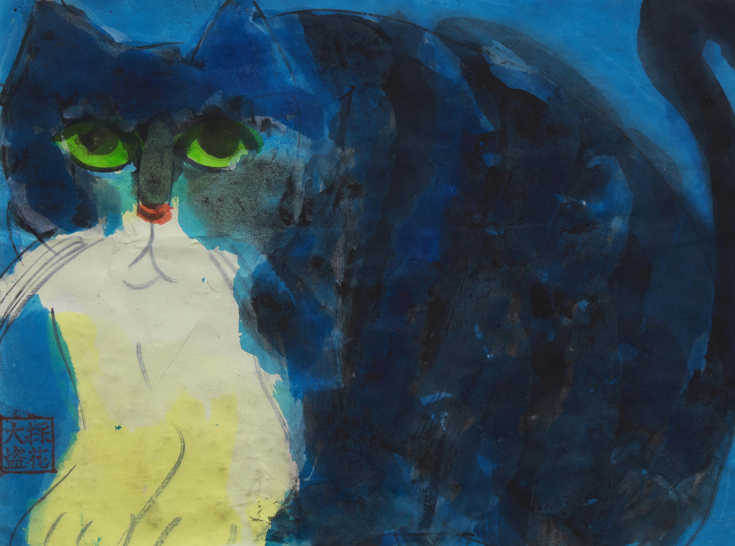 Walasse Ting (American/Chinese, 1929-2010) — Untitled (Cat)