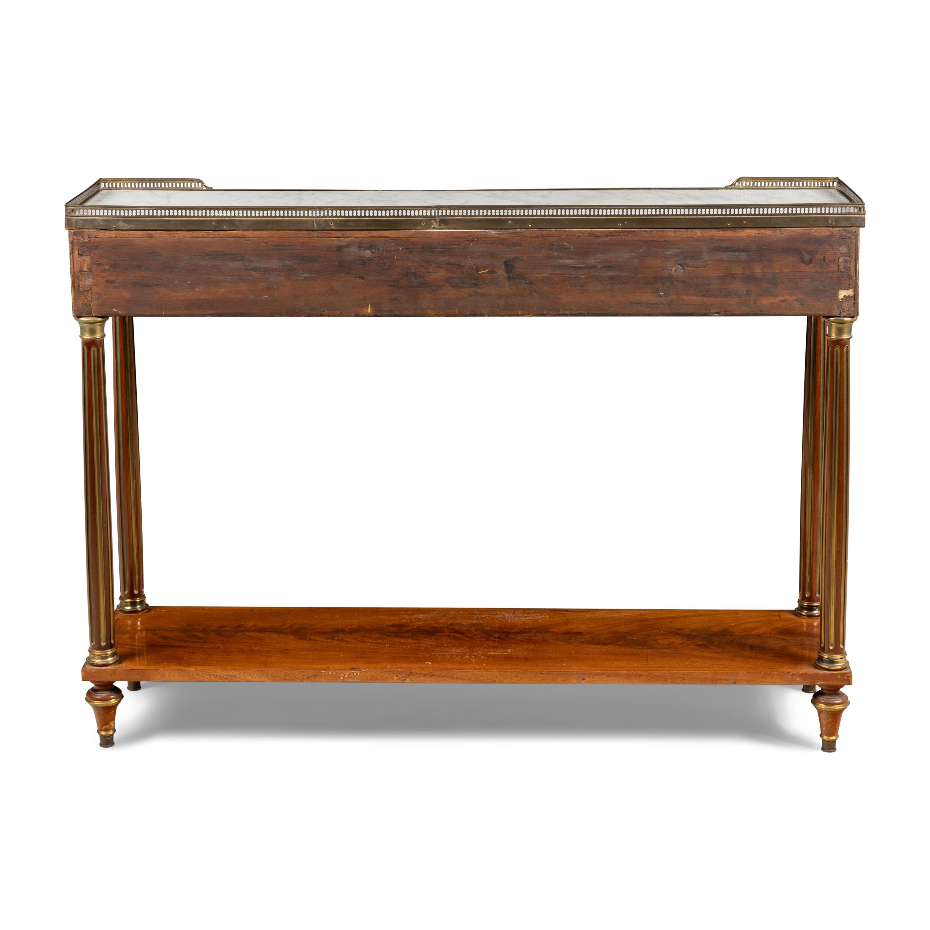 A Directoire Brass Mounted Mahogany Marble-Top Console Desserte