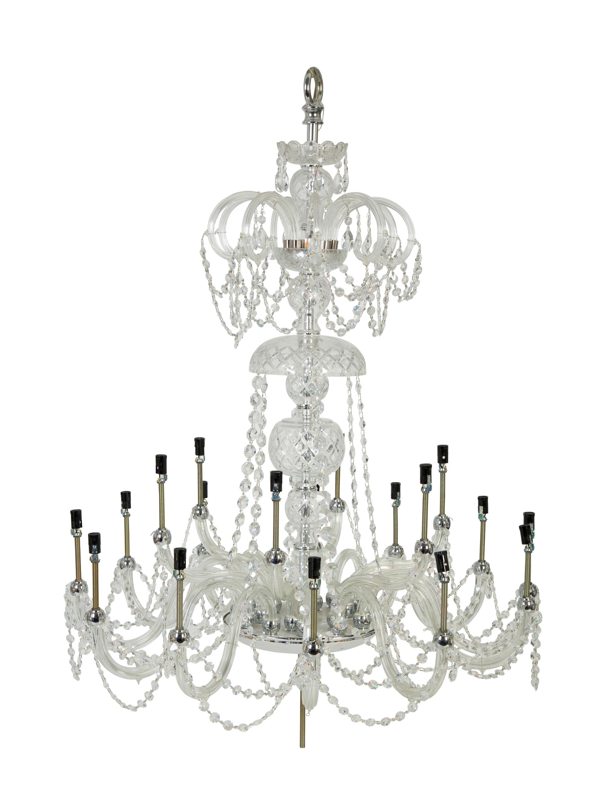 A Schonbek Cut Glass Eighteen-Light Chandelier — 20TH CENTURY