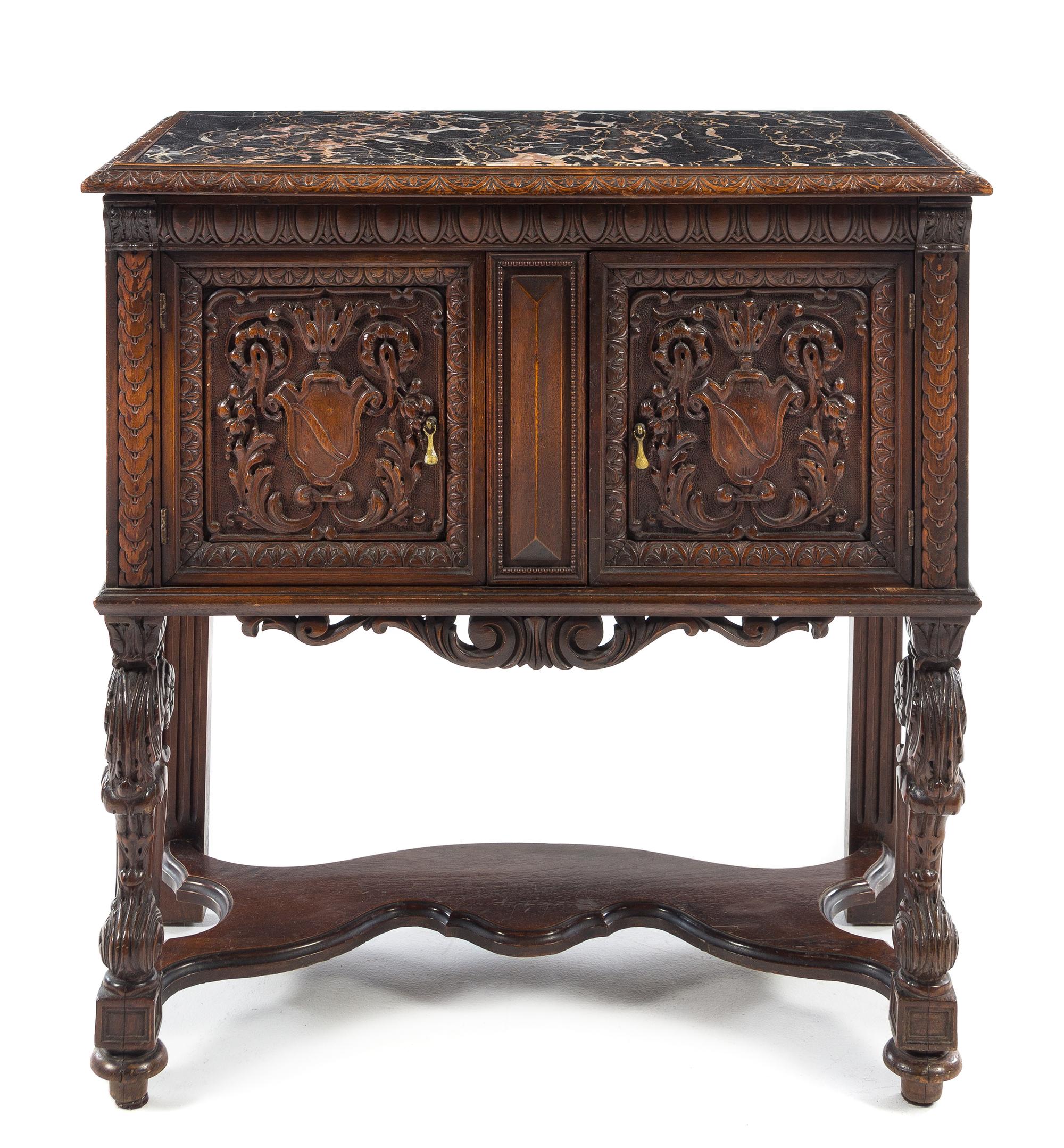 A Renaissance Revival Humidor Height 28 1/2 x width 26 1/2 x depth 14 1/2 inches. — FIRST HALF 20TH CENTURY