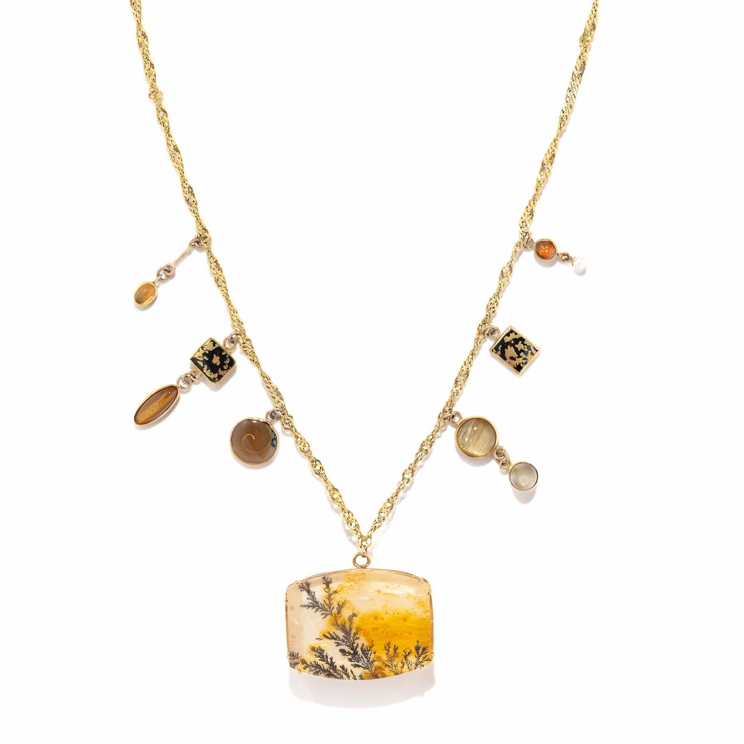 YELLOW GOLD AND MULTIGEM NECKLACE