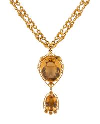 MARCUS & CO., YELLOW GOLD AND CITRINE NECKLACE