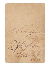 [LINCOLN FUNERAL]. Partly printed ticket issued to Illinois Governor R.J. Oglesby, Albany, New York, [25-26] April 1865.