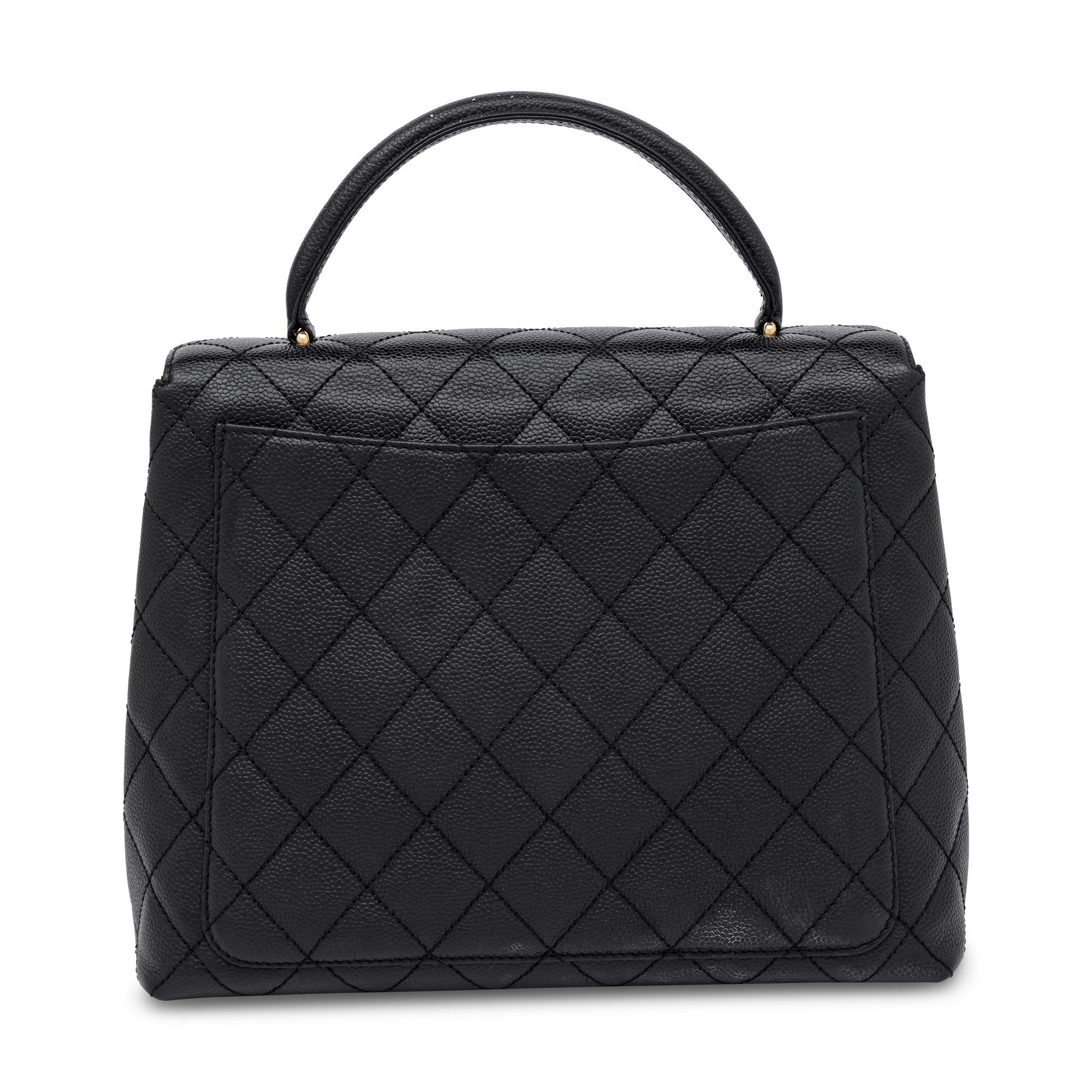 Chanel, Kelly Handle Bag in Black Caviar Leather