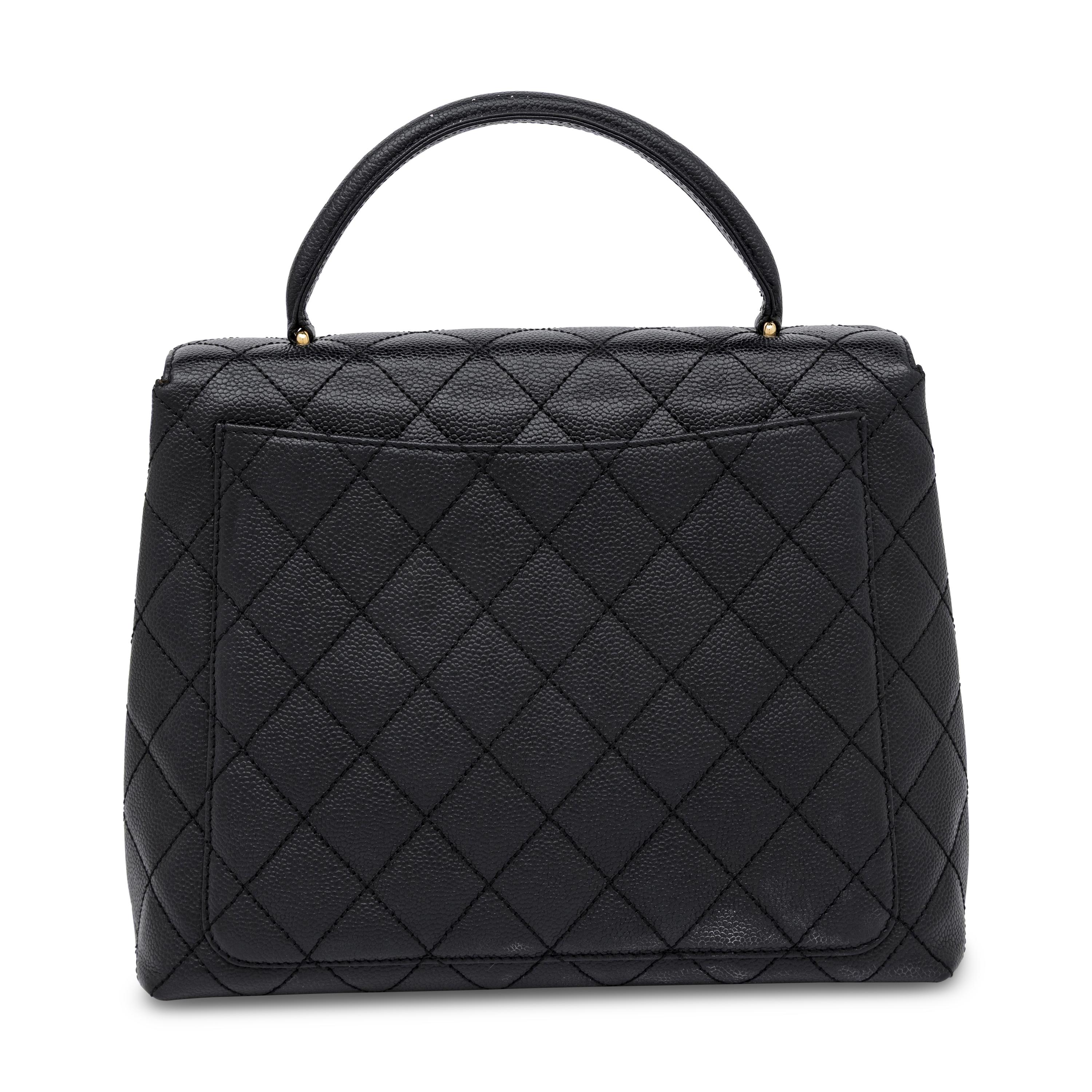 Chanel, Kelly Handle Bag in Black Caviar Leather