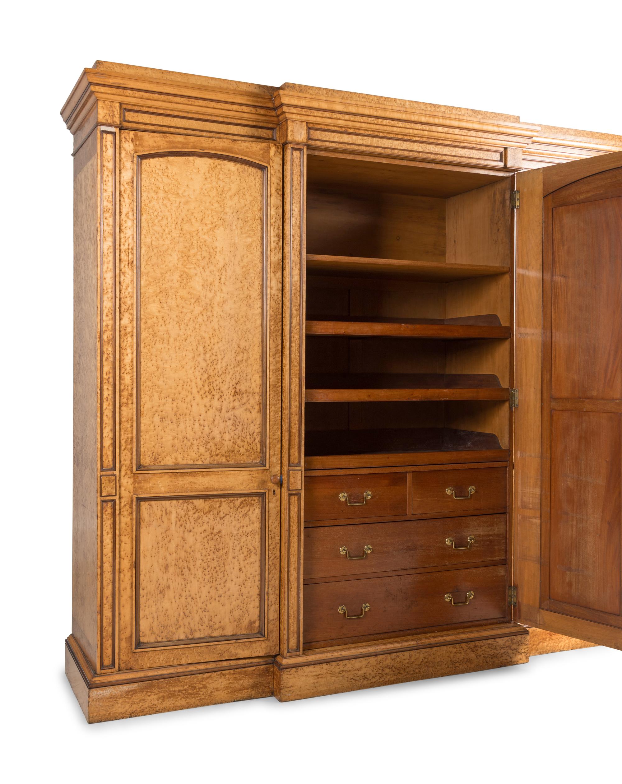 A Large English Bird's Eye Maple Wardrobe