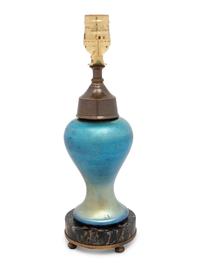 An Aurene Glass Vase Mounted as a Lamp