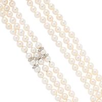 COLLECTION OF CONVERTIBLE CULTURED PEARL AND DIAMOND NECKLACES