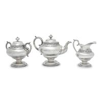A Classical Three-Piece Coin Silver Tea Service