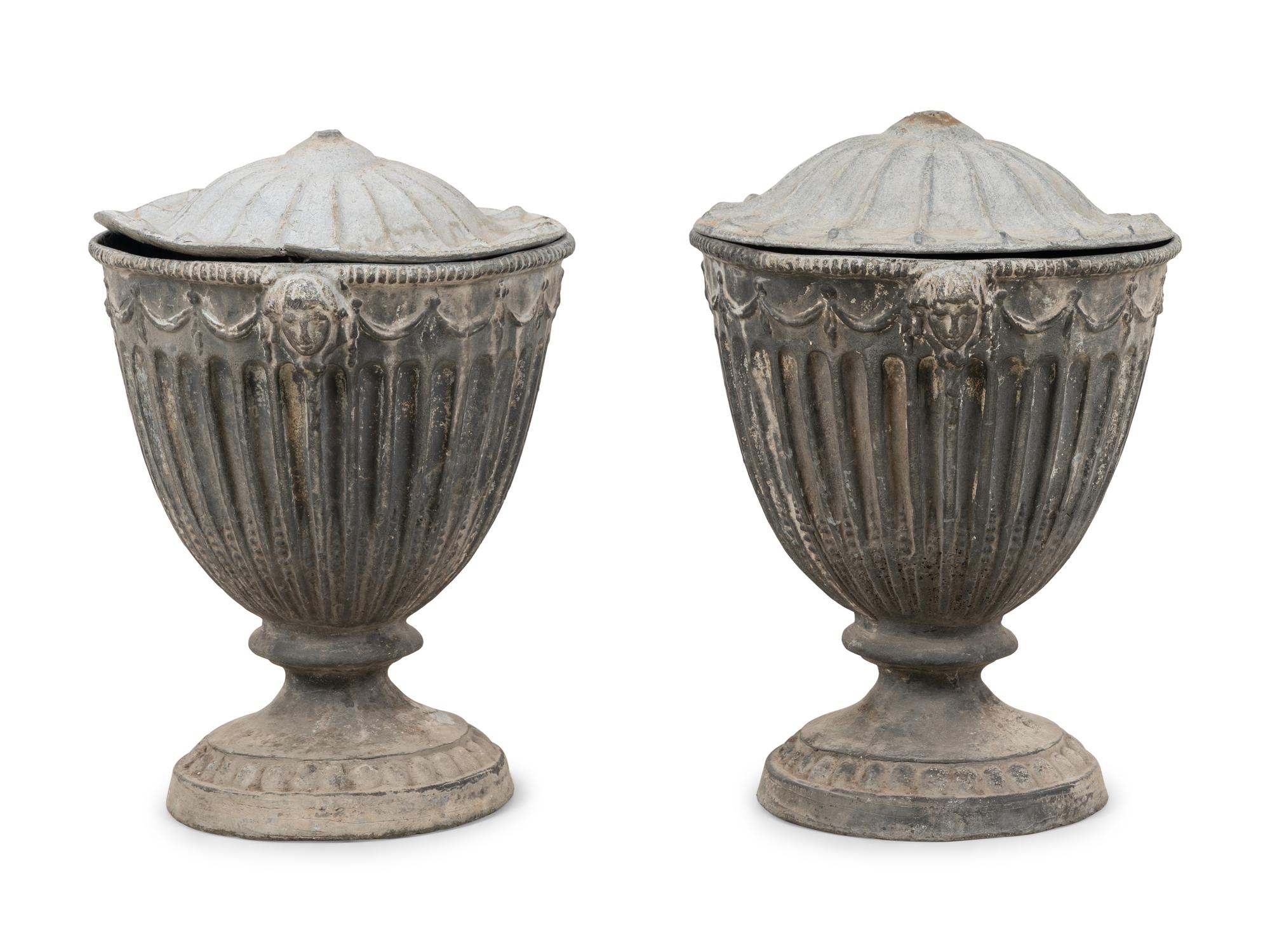 A Pair of Neoclassical Lead Jardinières