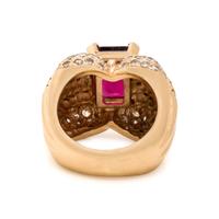 Rubellite Tourmaline, Diamond, and Yellow Gold Ring