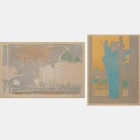 Bouquet a la Fenetre and Venice: Le Soir (a pair of works)