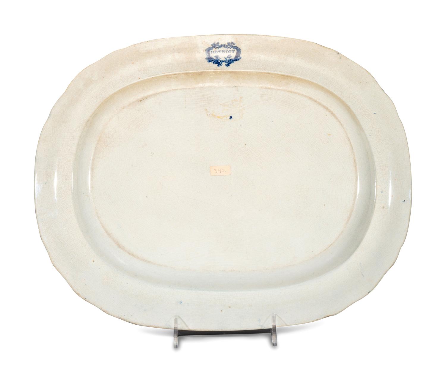An Unusual and Large Historic Blue Staffordshire 'Detroit' Platter