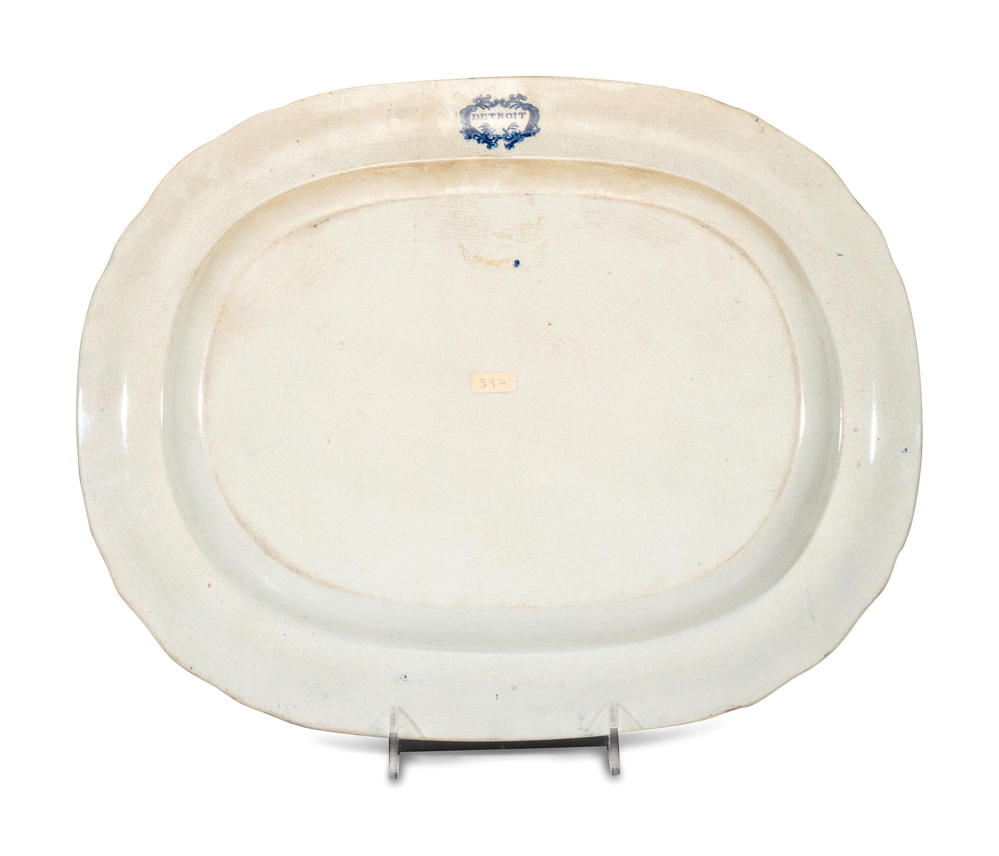 An Unusual and Large Historic Blue Staffordshire 'Detroit' Platter