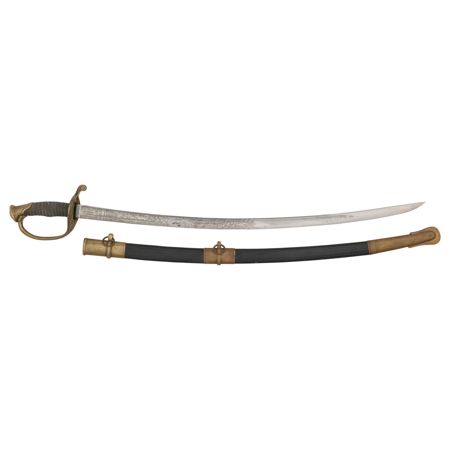 Horstmann Finley Etched Curved Blade Foot Officer's Sword Presented to Cpt. John McDowell - 77th PA