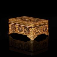 A small Komai, Kyoto gold-inlaid iron box 日本鉗金鐵盒 Meiji period ??