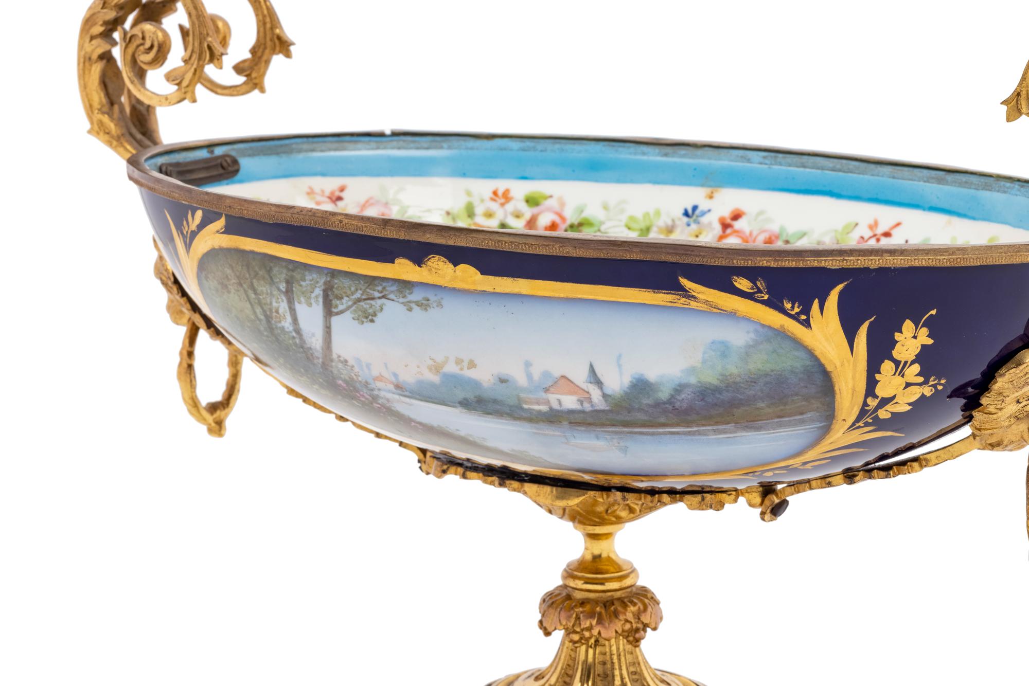 A Sèvres Style Gilt Bronze Mounted Porcelain Bowl