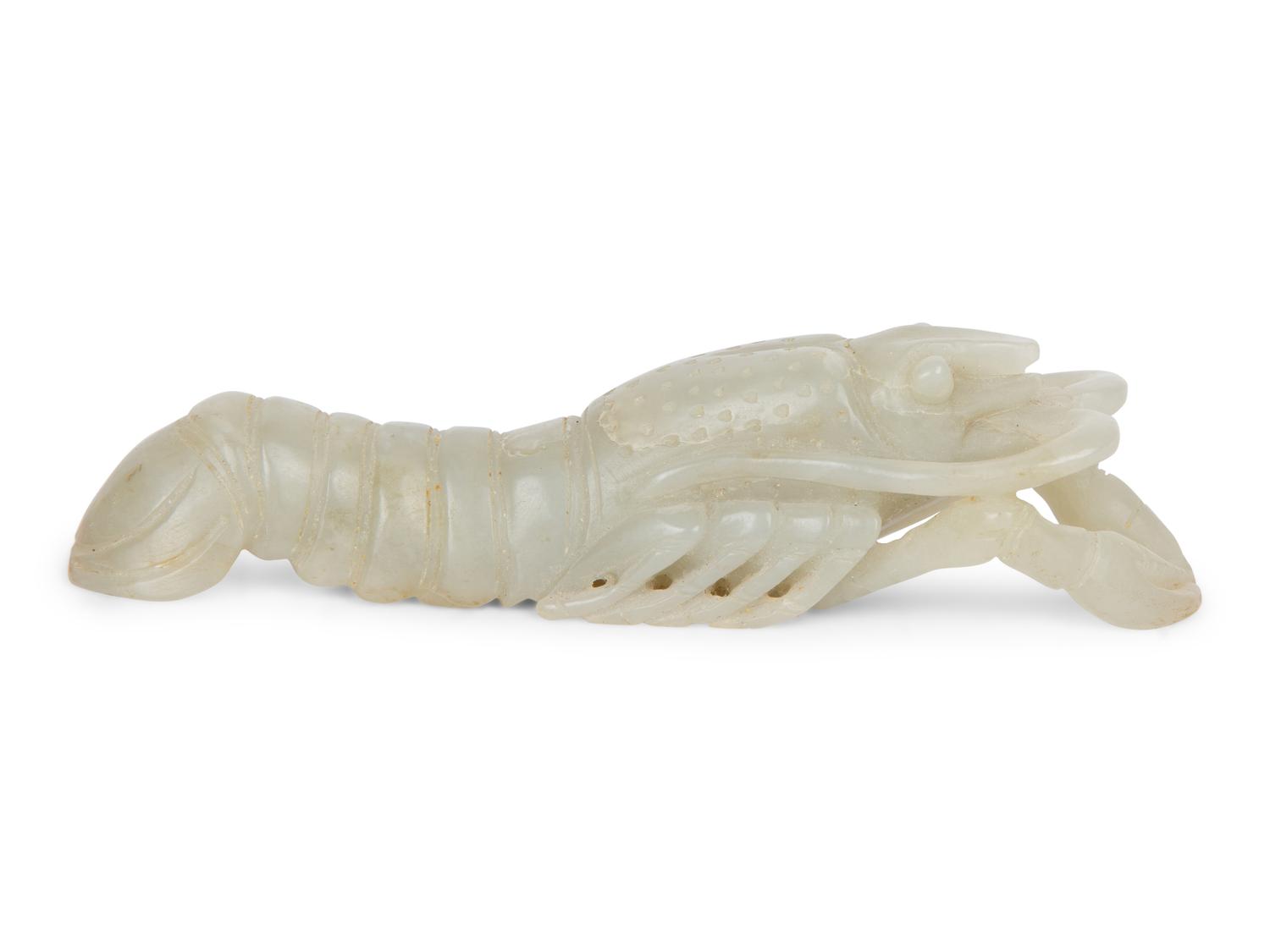 A Chinese Carved White Jade Crawfish — 20TH CENTURY