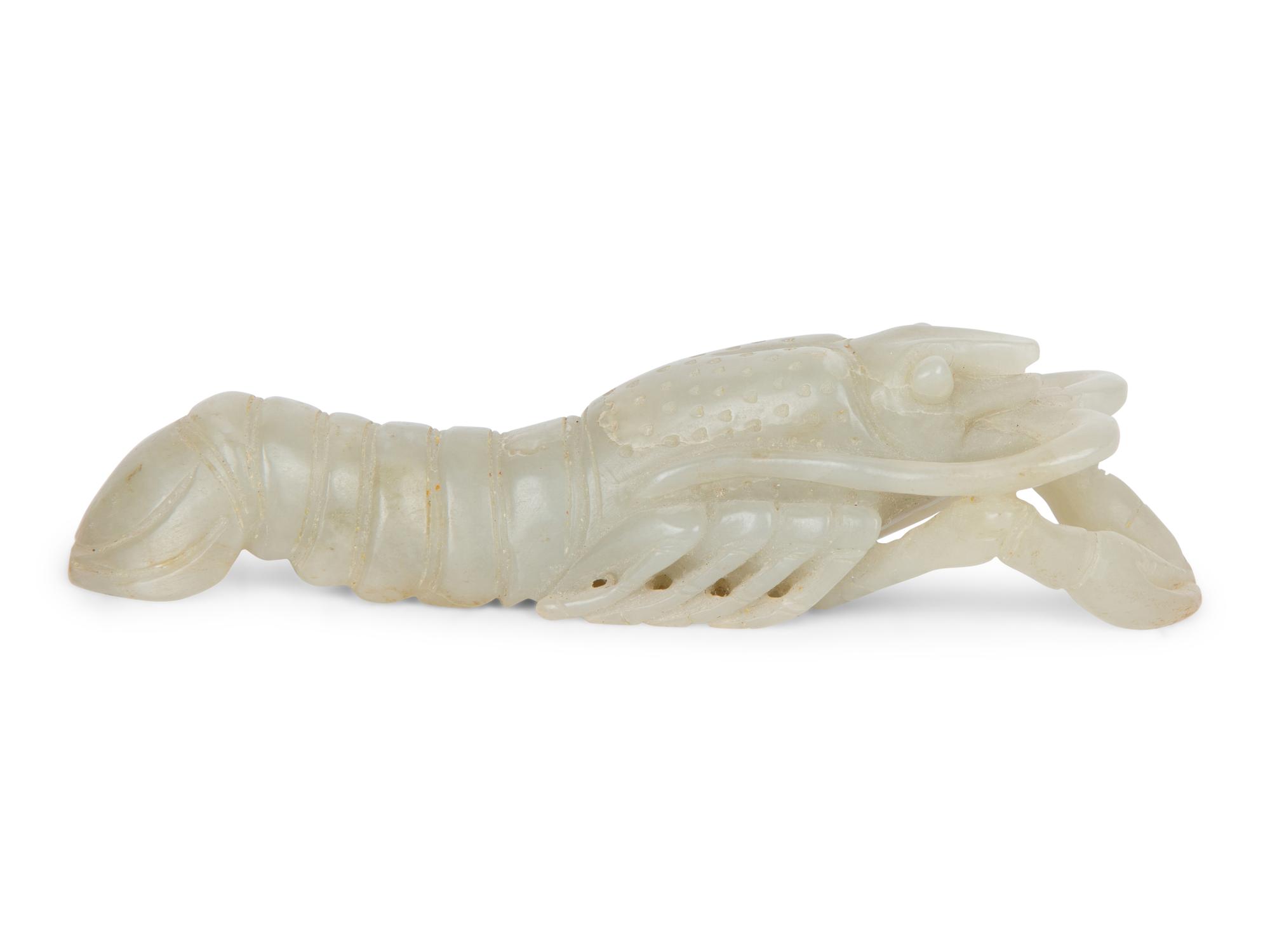 A Chinese Carved White Jade Crawfish — 20TH CENTURY