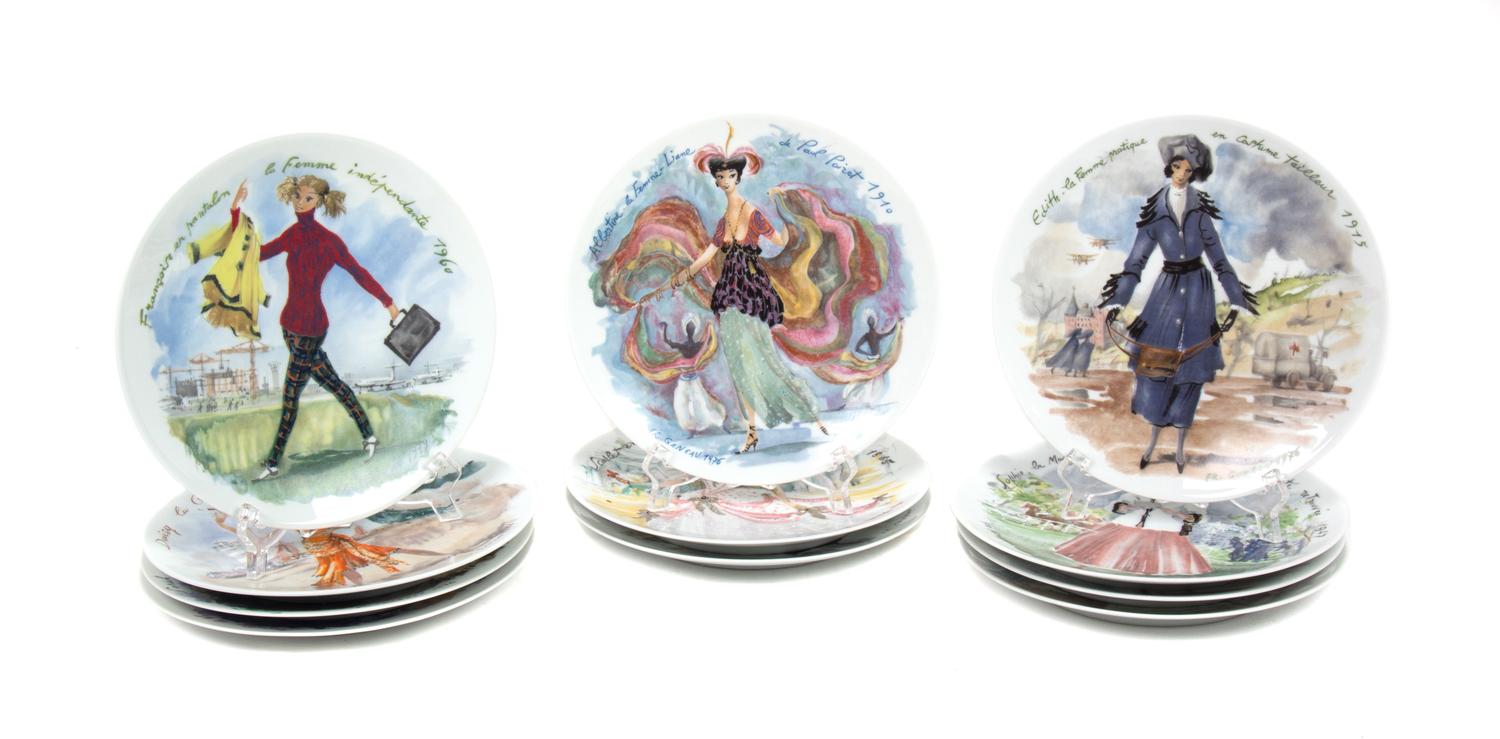 Eleven Limoges Porcelain Collector Plates Diameter 8 1/4 inches.