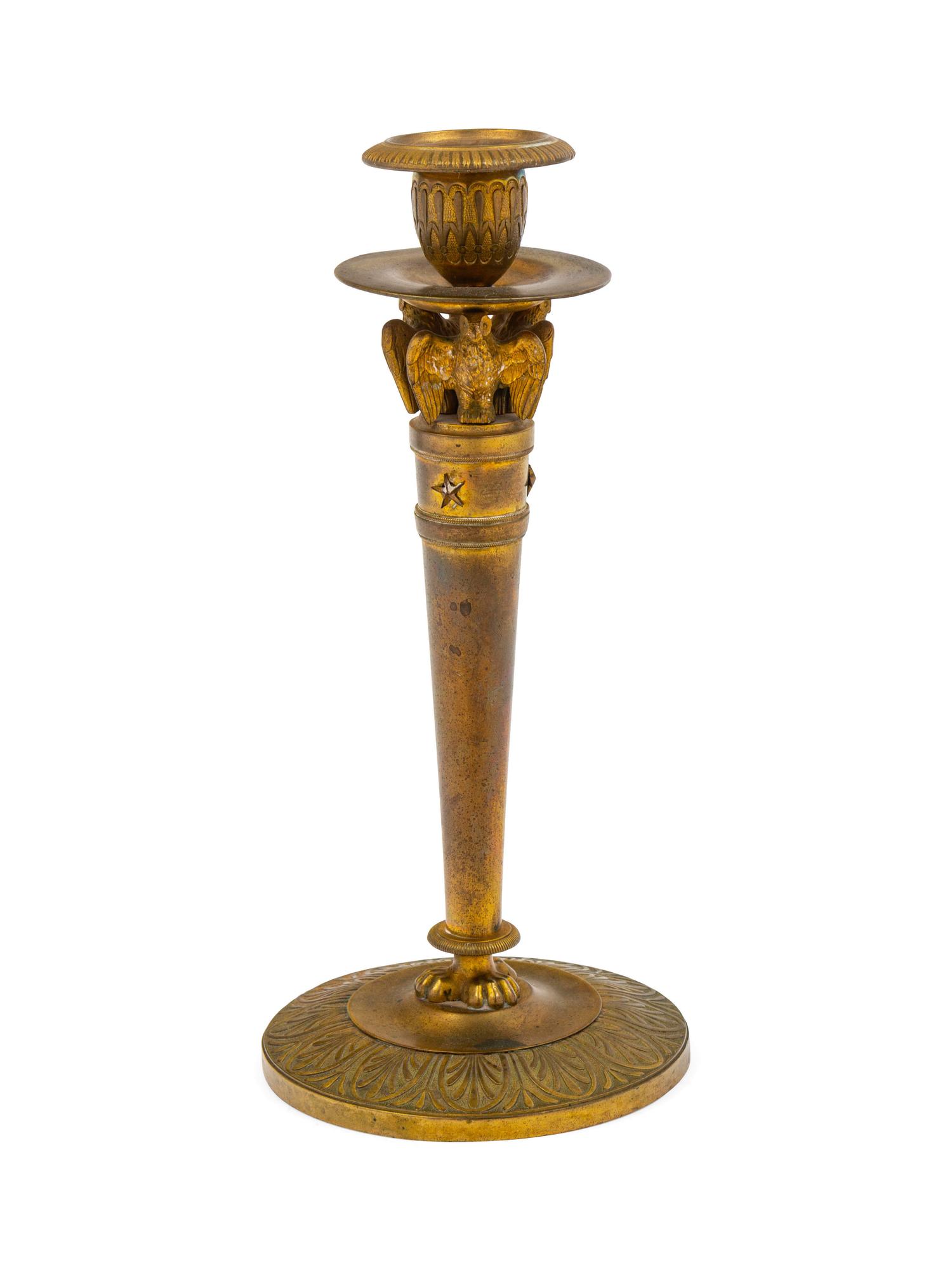 An Empire Style Gilt Metal Candlestick