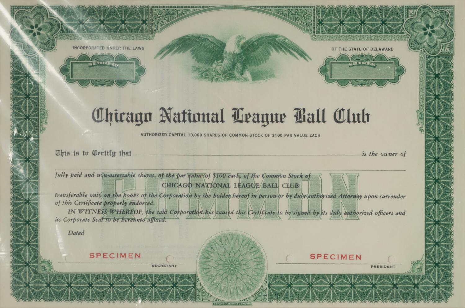 A Group of Assorted Vintage Professional Baseball Stock Certificates,