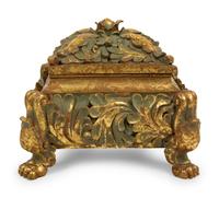 An Italian Rococo Style Painted and Parcel Gilt Box — 19TH CENTURY