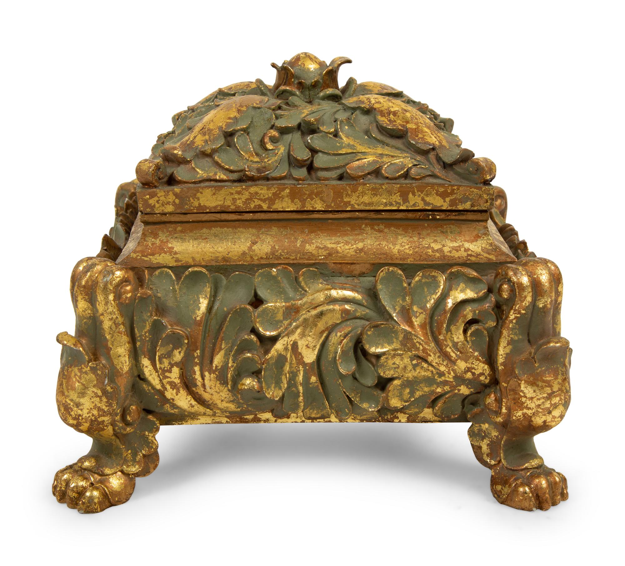 An Italian Rococo Style Painted and Parcel Gilt Box — 19TH CENTURY