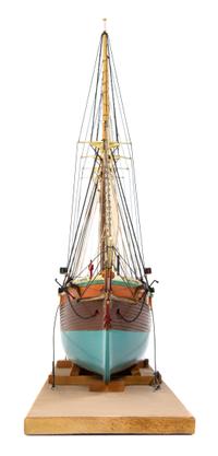 A Model of the 1917 Four-Masted Schooner "Sally P. Noyes" Height 14 1/2 x length of base 28 inches.