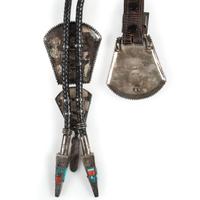 Sterling Silver and Mosaic Inlay Bolo Tie and Ranger Set