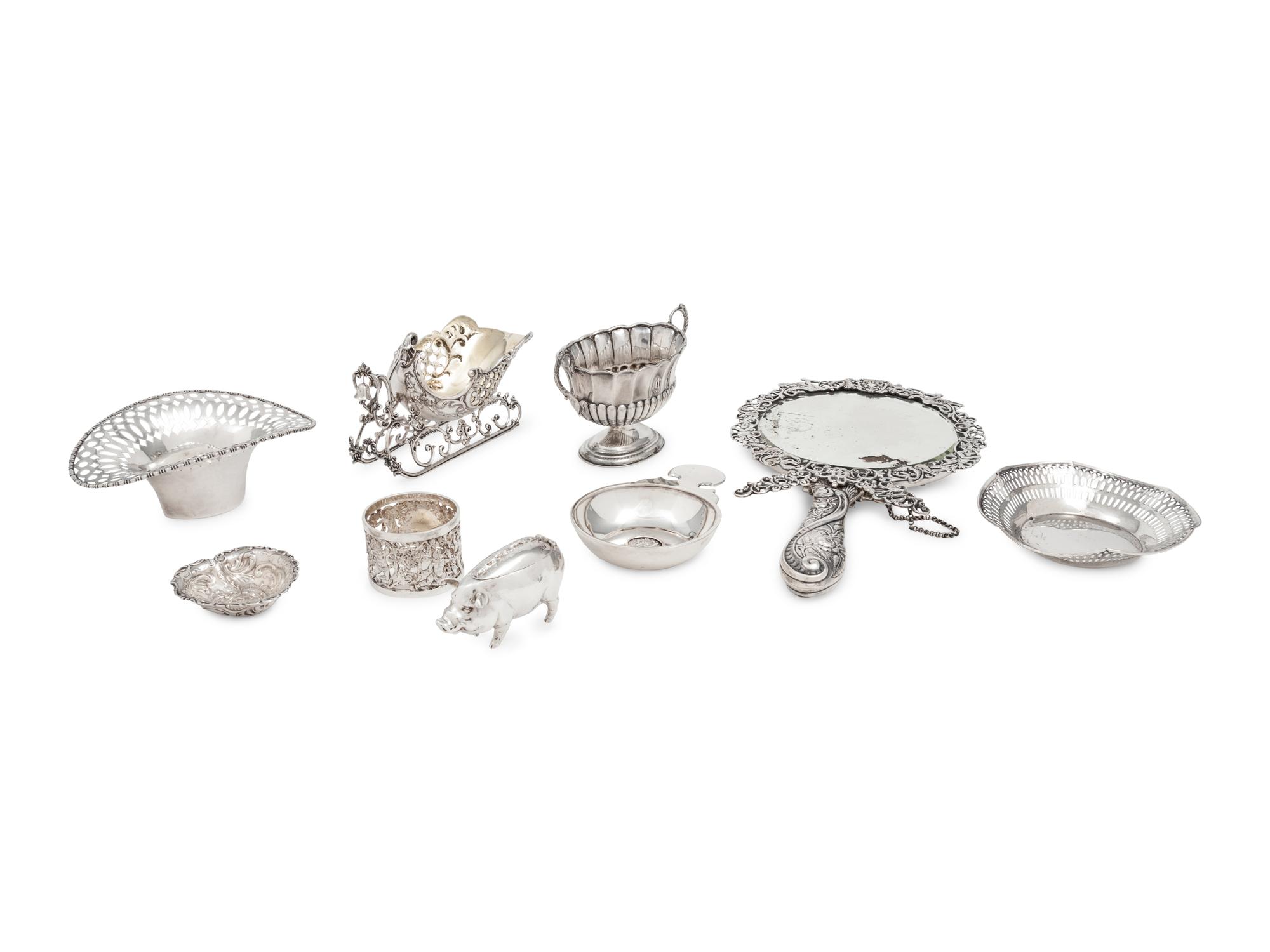 A Group of Nine Silver Holloware Articles