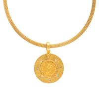 Elizabeth Locke, Yellow Gold and Diamond Ancient Coin Pendant with Unsigned Chain