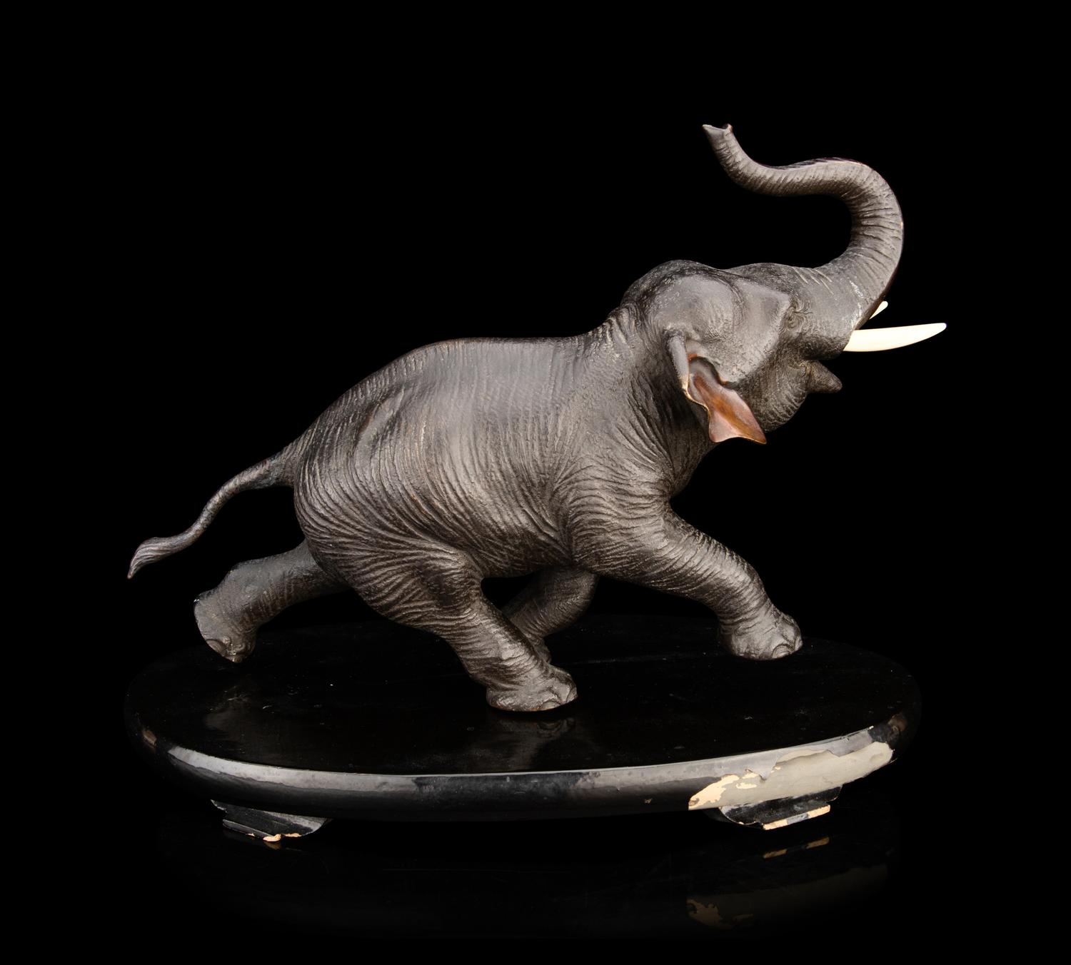 A Japanese Bronze Okimono of an Elephant