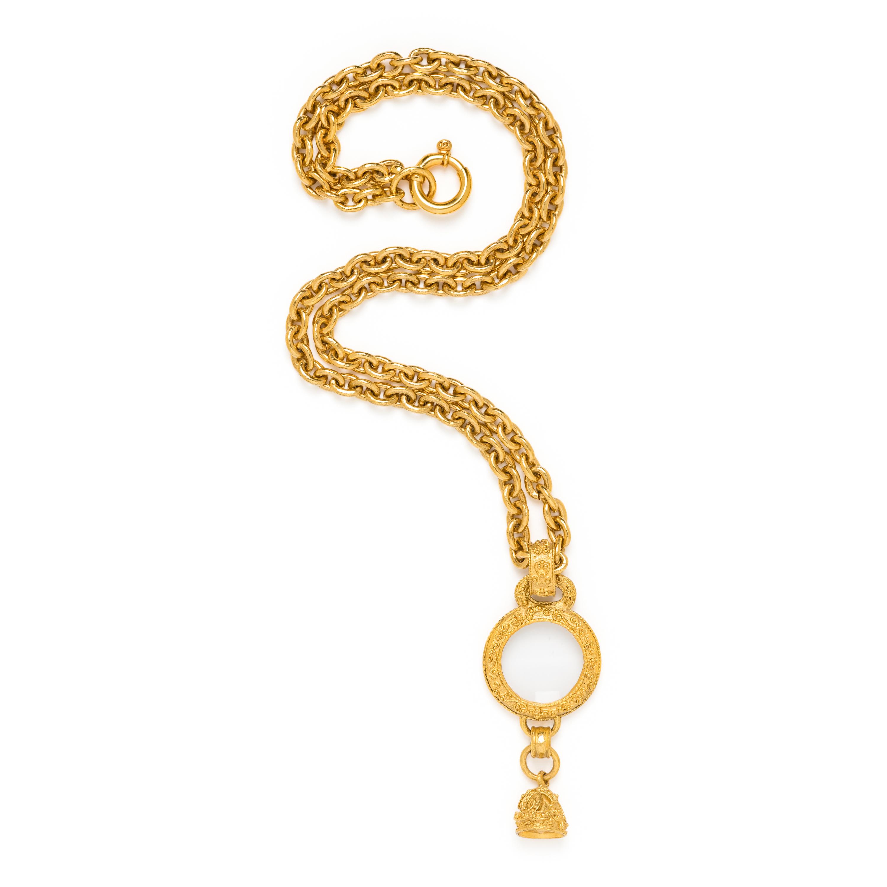 Chanel, Magnifying Glass & Bell Charm Pendant Necklace
