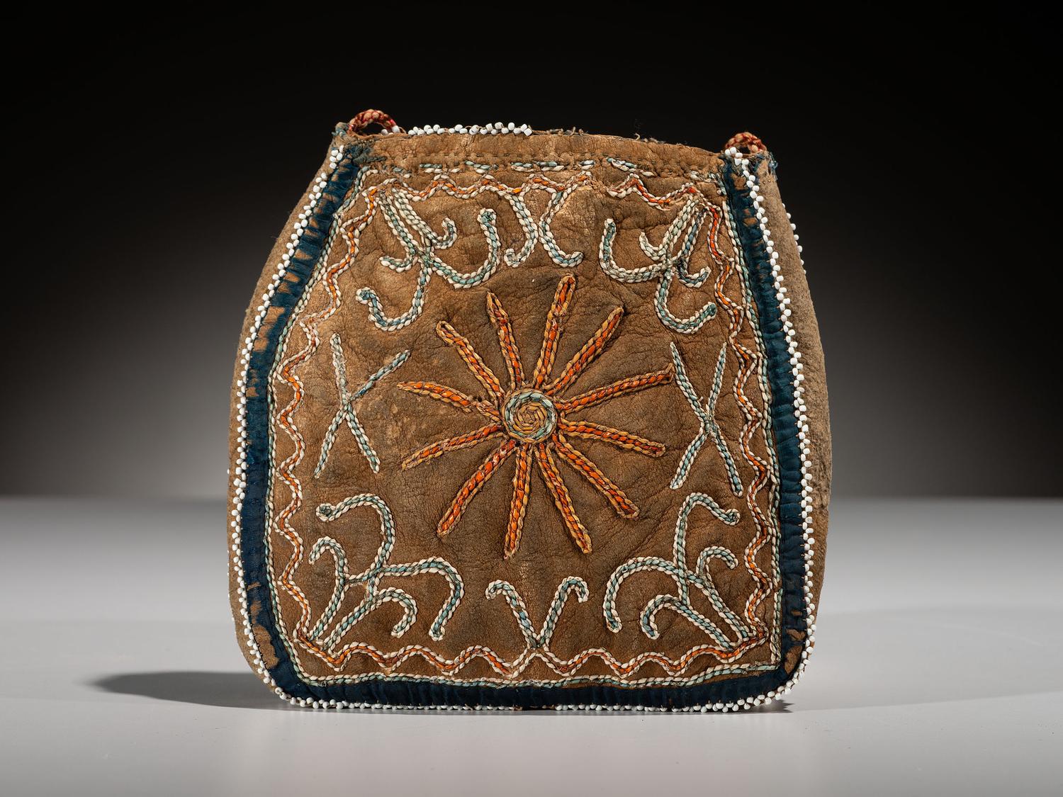 Haudenosaunee Quilled Hide Pouch