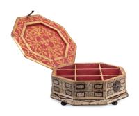 A Continental Iron-Mounted Bone and Tortoiseshell Inlaid Octagonal Box
