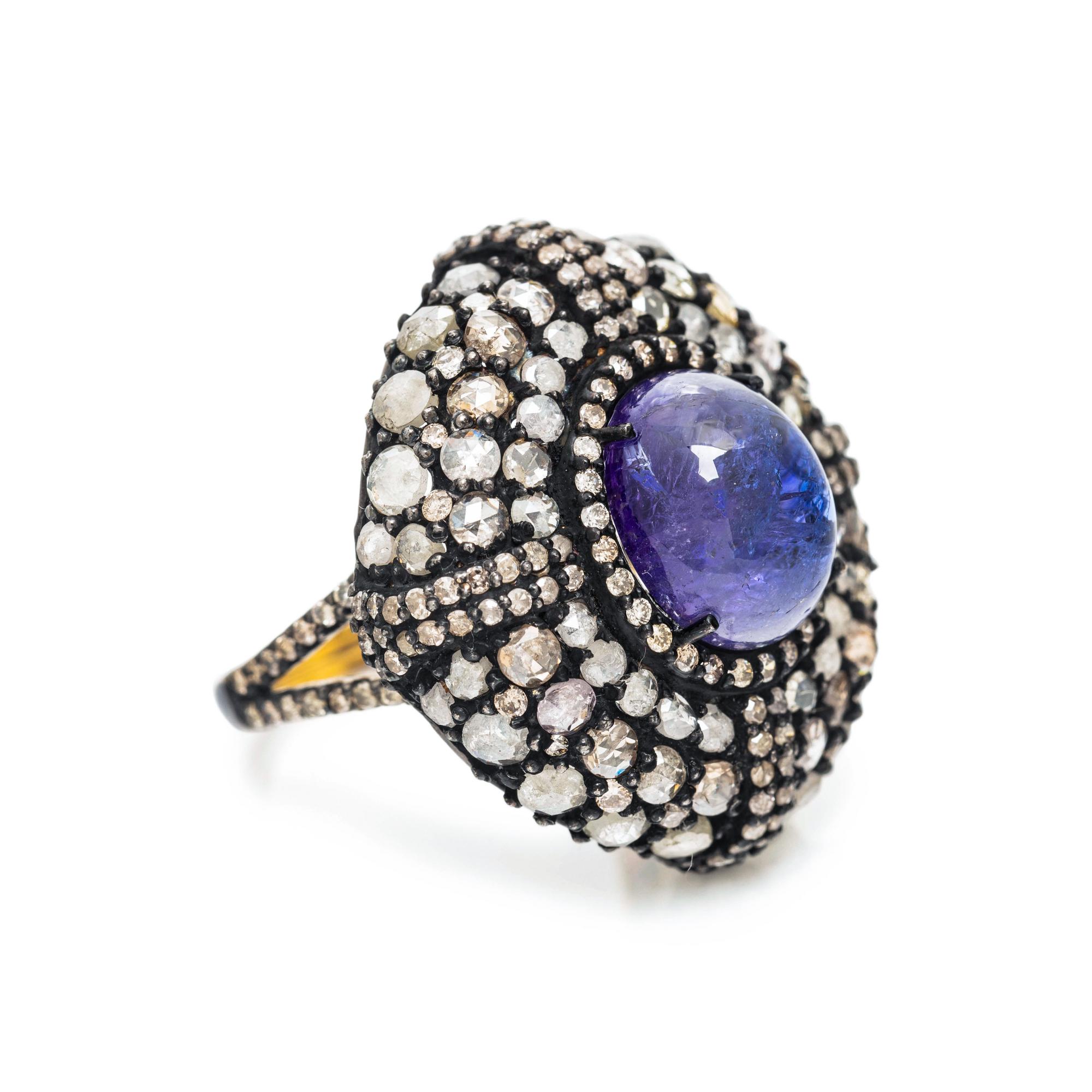TANZANITE AND DIAMOND RING