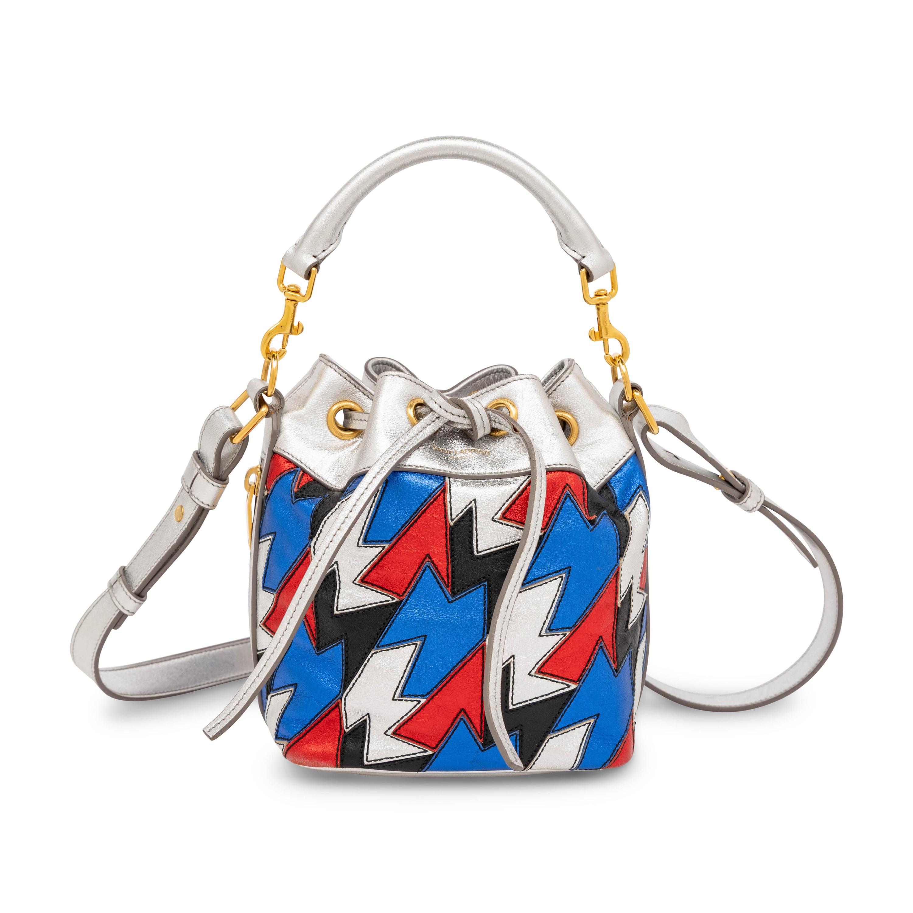 Saint Laurent, Metallic Patchwork Leather Bucket Bag