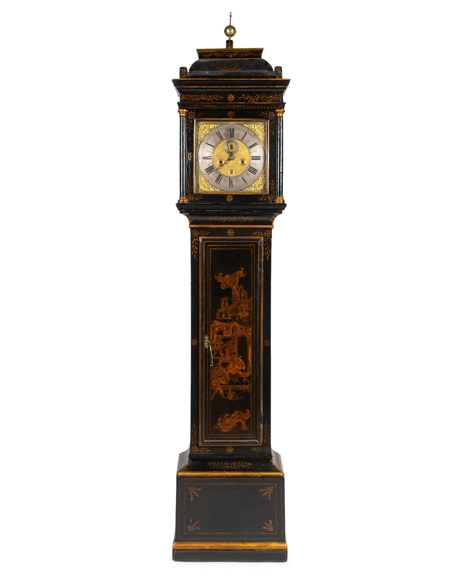 A William & Mary Style Japanned Longcase Clock — WILLIAM FRANKLIN JR., 19TH CENTURY