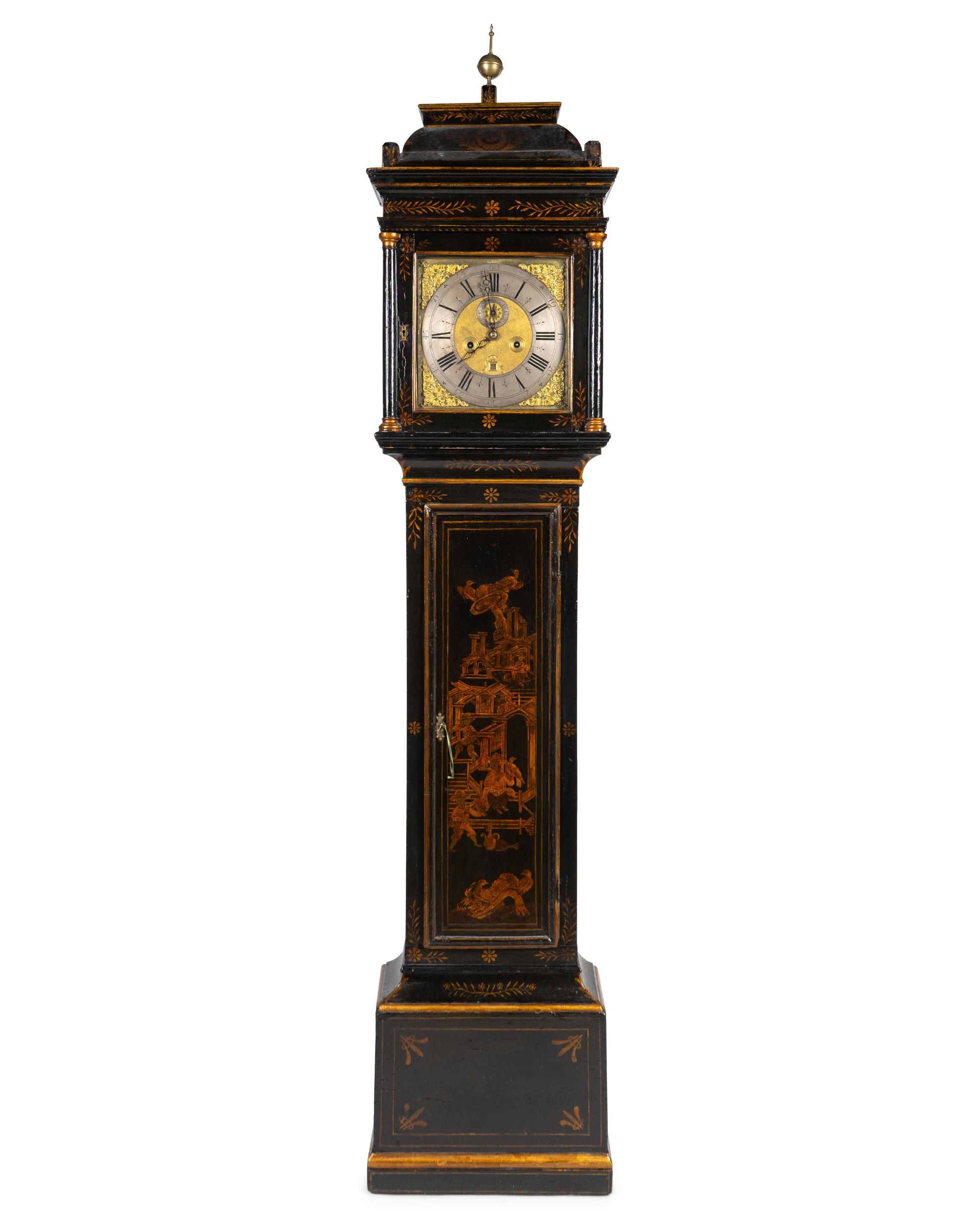 A William & Mary Style Japanned Longcase Clock — WILLIAM FRANKLIN JR., 19TH CENTURY